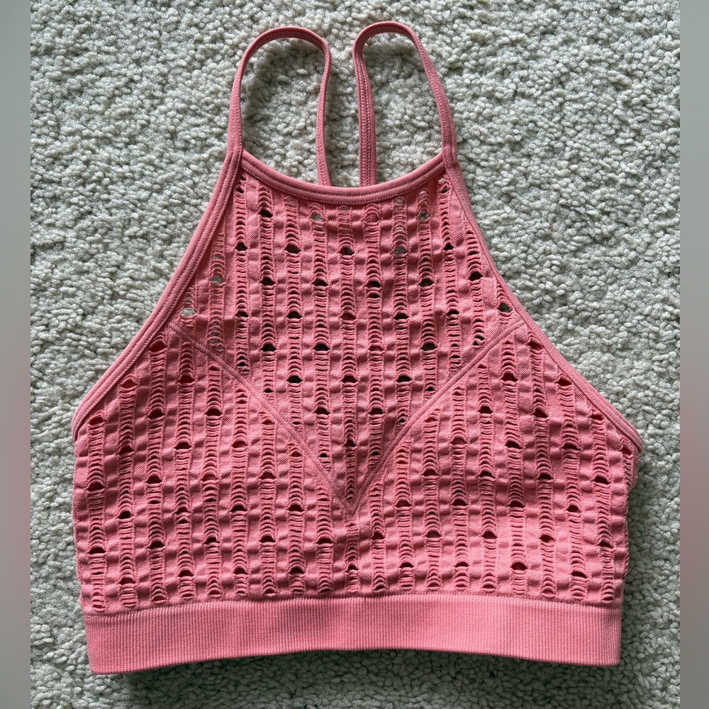 Victoria Sport Coral High-Neck Eyelet Racerback Sports Bra - Size S - Gymwear